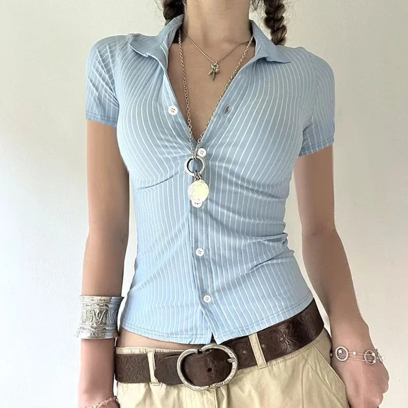 Y2K Striped Blouse