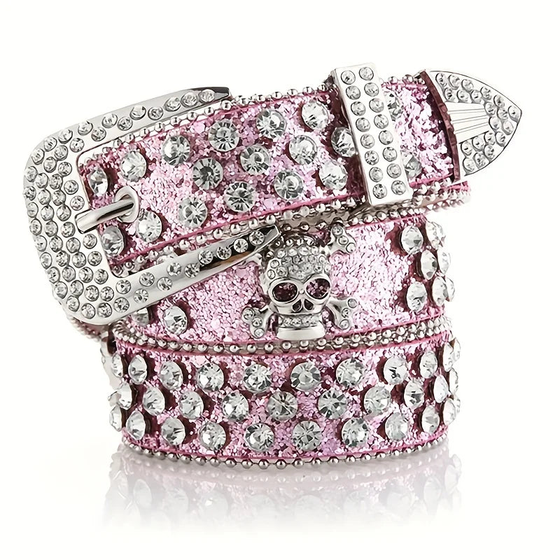 Rhinestone Skull Belt