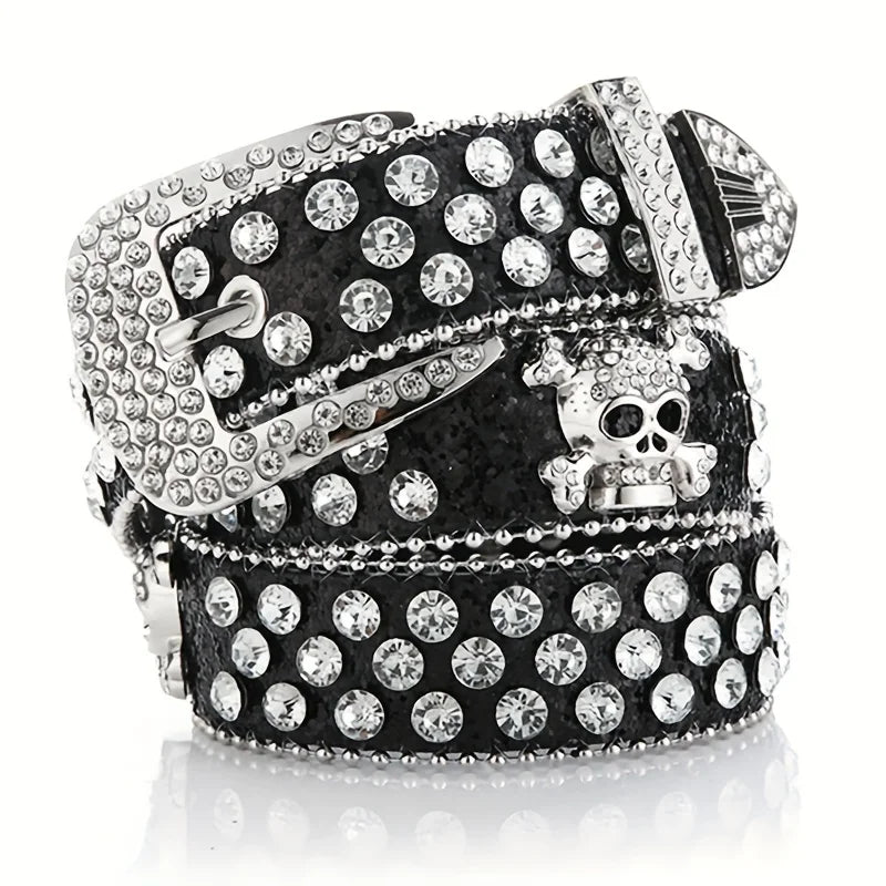 Rhinestone Skull Belt