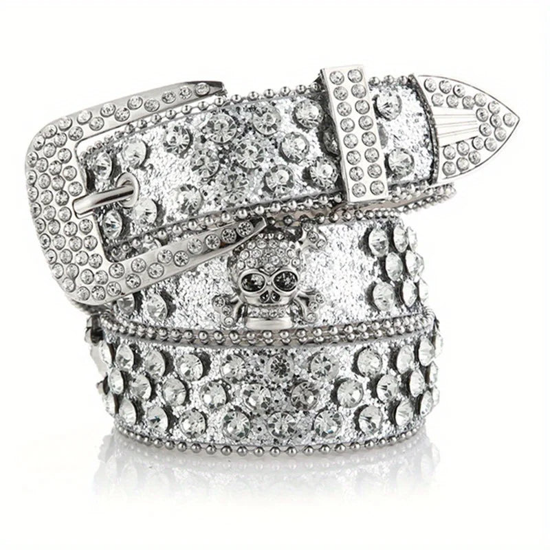 Rhinestone Skull Belt