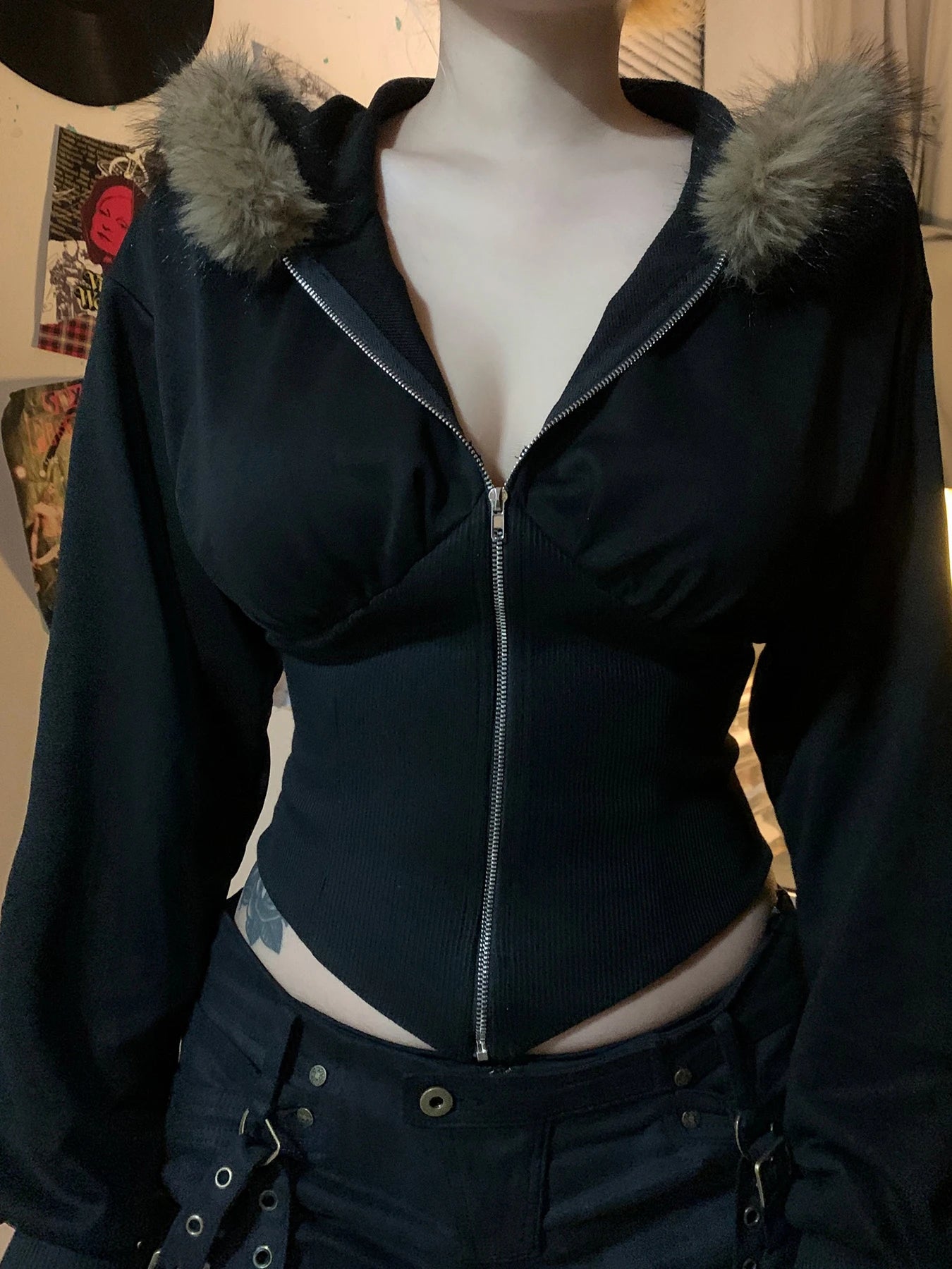 Zip Up Fur Hoodie