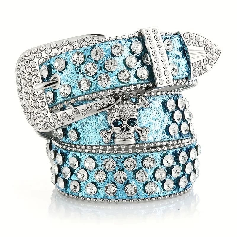 Rhinestone Skull Belt