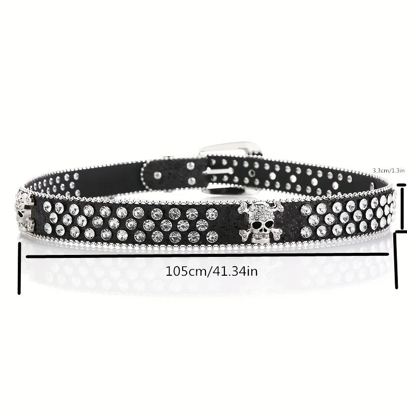 Rhinestone Skull Belt
