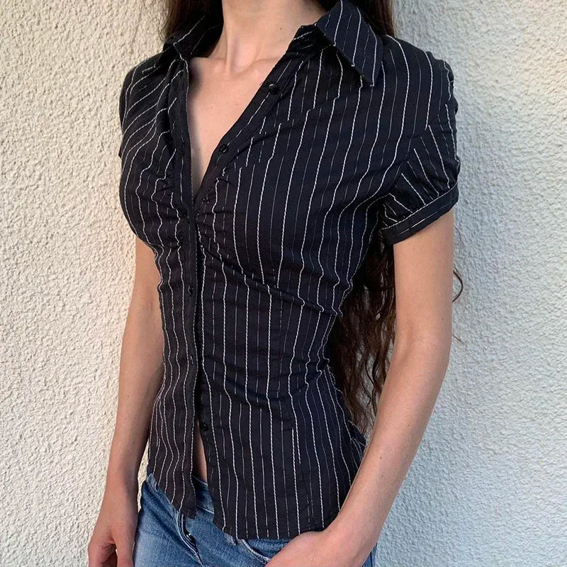 Y2K Striped Blouse