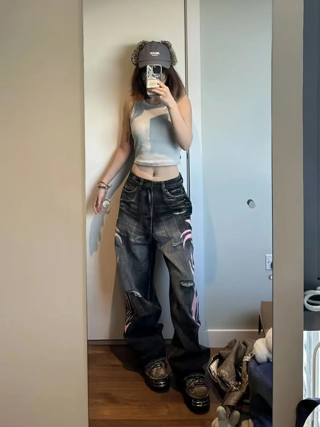 Print Baggy Jeans
