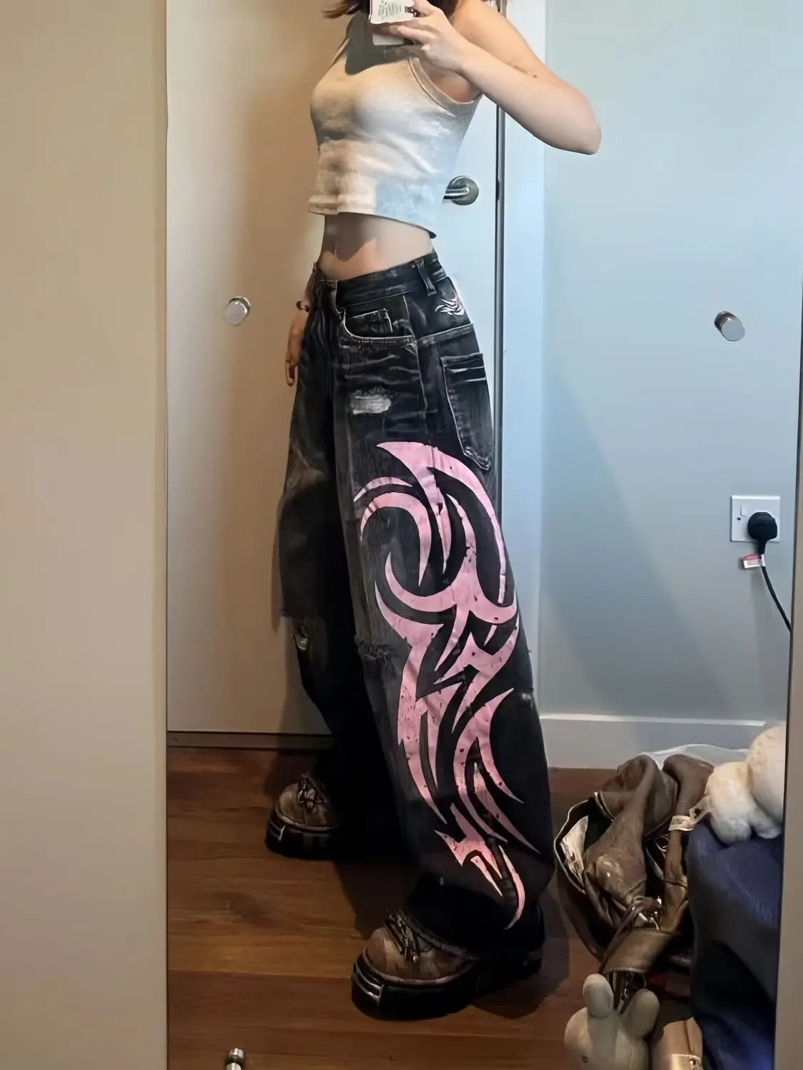 Print Baggy Jeans