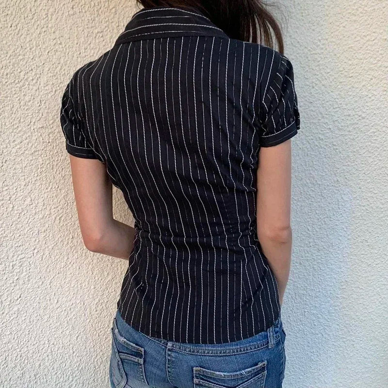 Y2K Striped Blouse