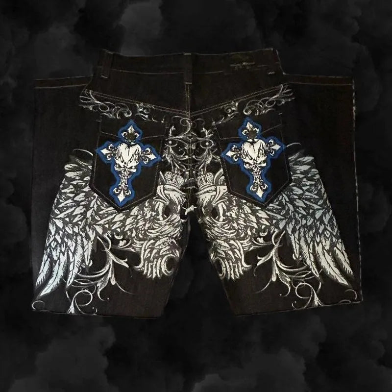 Cross Printed Jeans