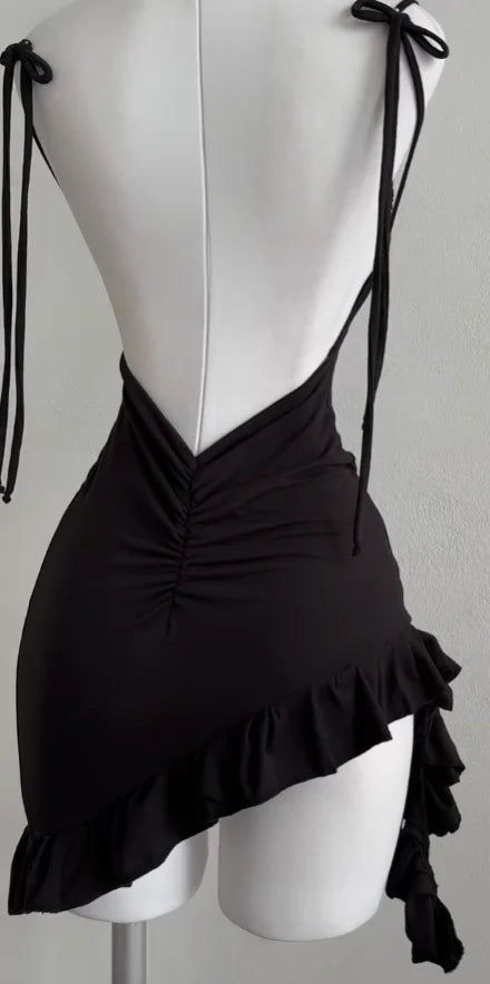 Backless Lace up Dress