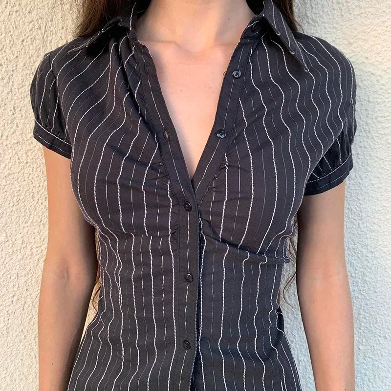 Y2K Striped Blouse