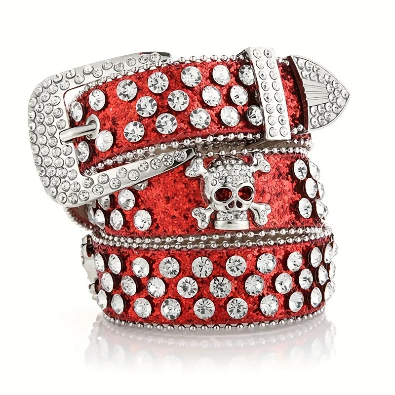 Rhinestone Skull Belt