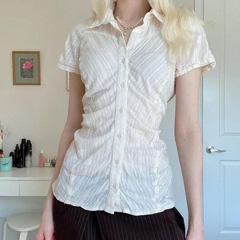 Y2K Striped Blouse