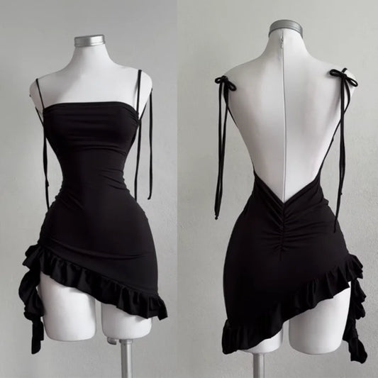 Backless Lace up Dress