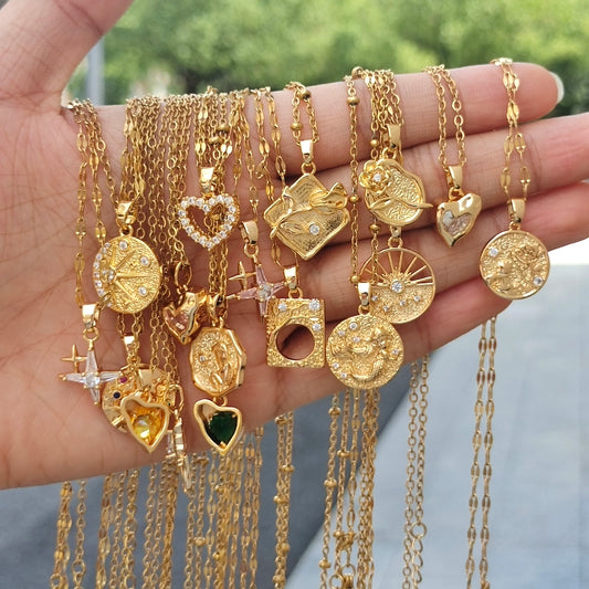 Rhinestone Necklace For Women Gold Color