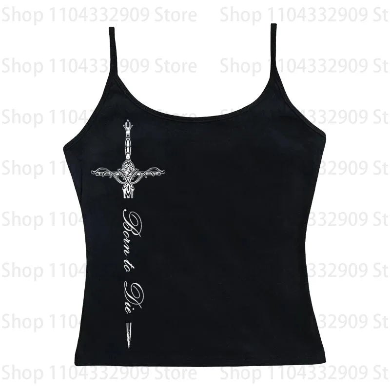 Gothic Printing Long Sleeve Tee