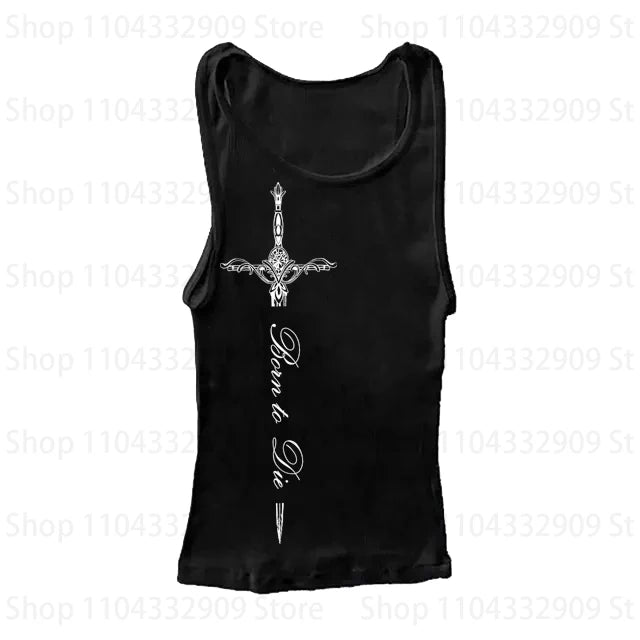 Gothic Printing Long Sleeve Tee