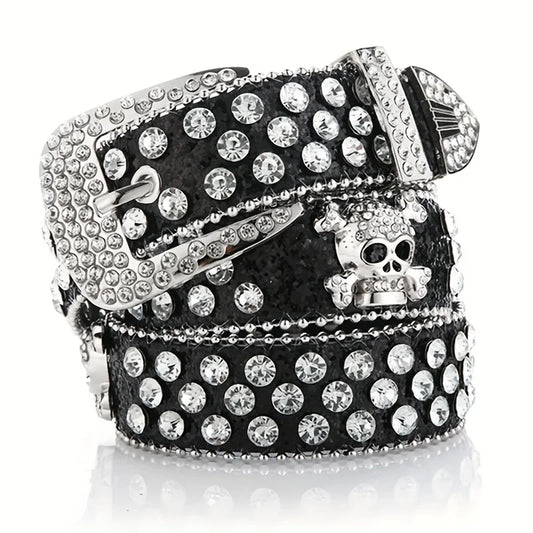 Rhinestone Skull Belt