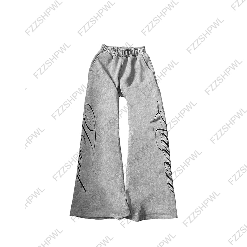 Letter print straight pants