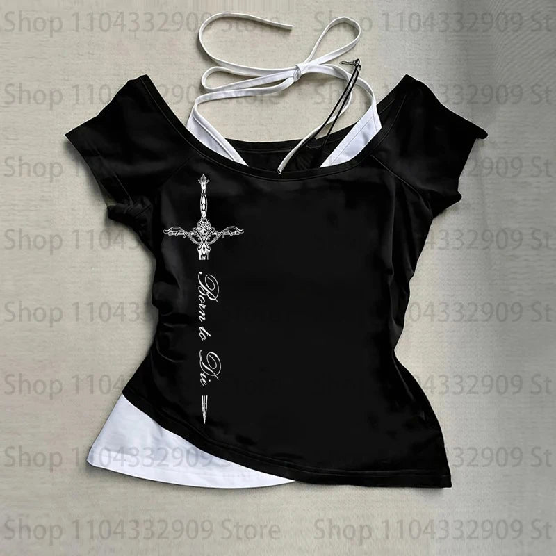 Gothic Printing Long Sleeve Tee