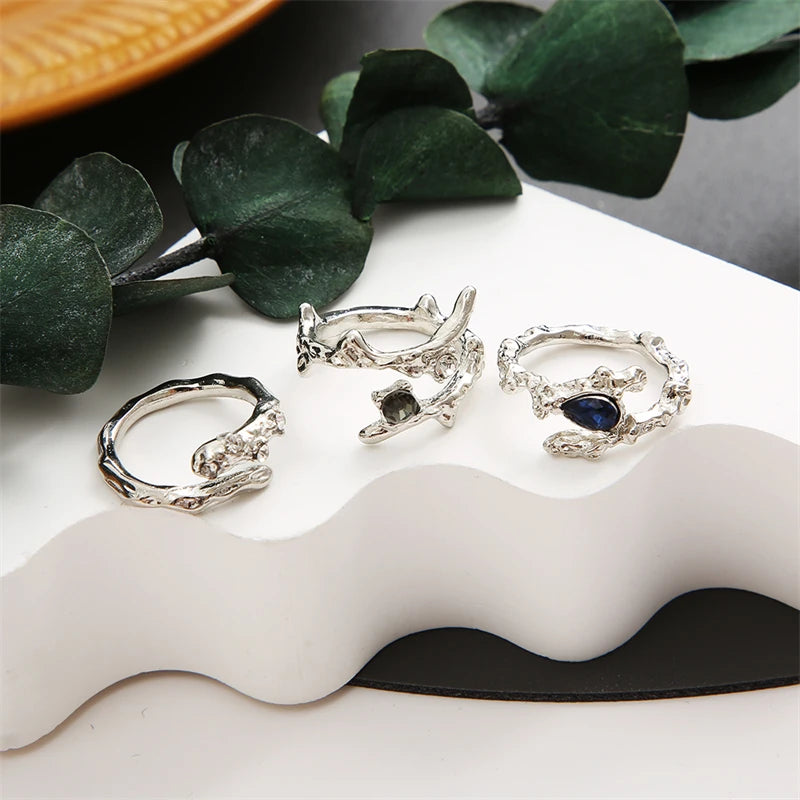 Silver Color Rings Set