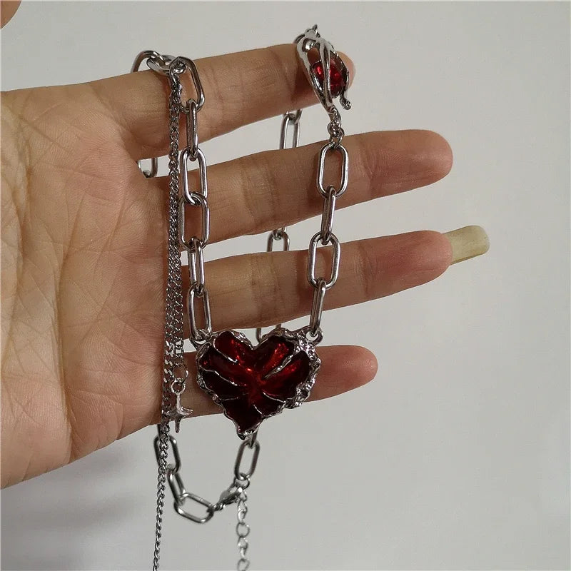 Red Lava Star Necklace