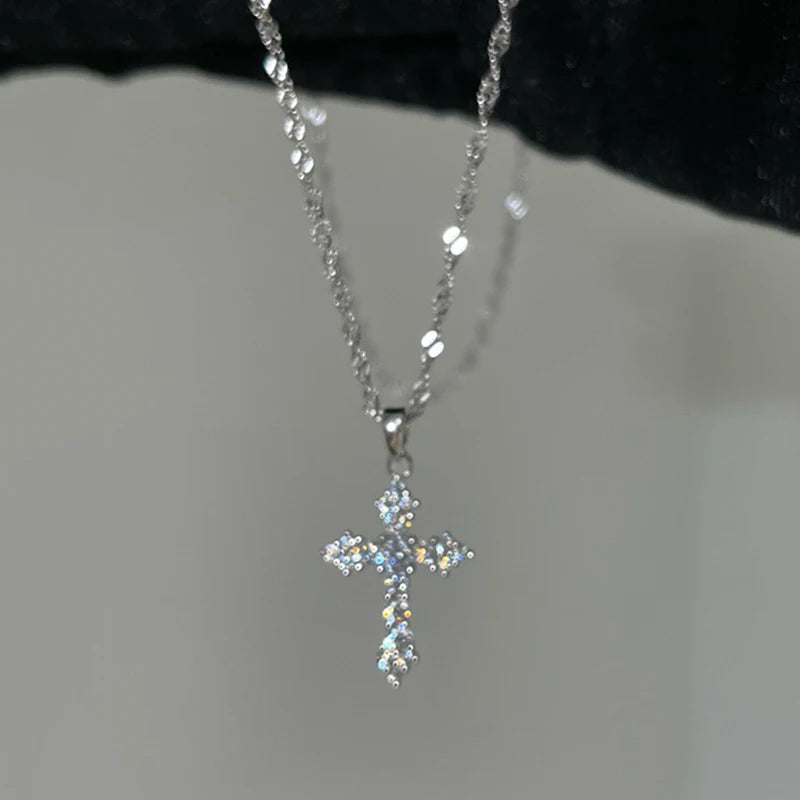 Zircon Cross Pendant Necklace
