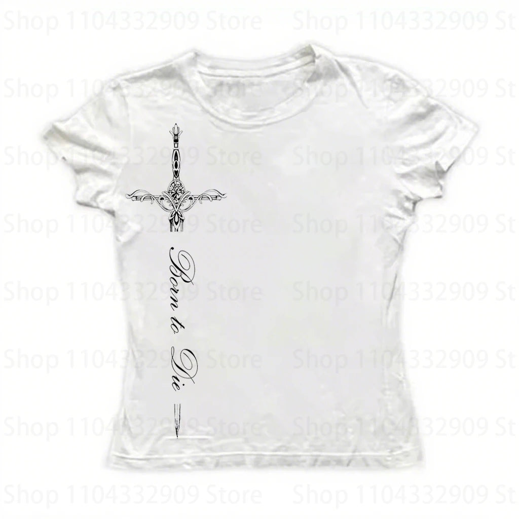 Gothic Printing Long Sleeve Tee