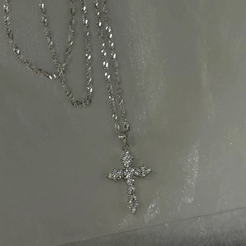 Zircon Cross Pendant Necklace