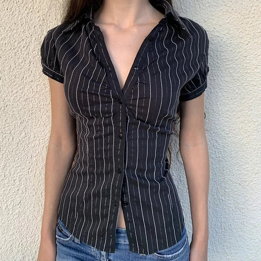 Y2K Striped Blouse