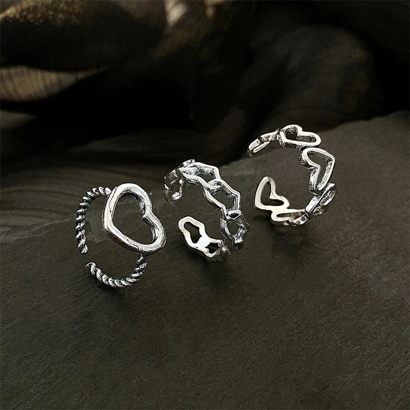 Silver Color Rings Set