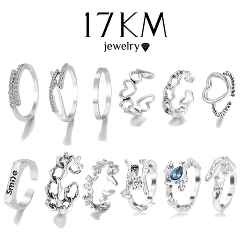 Silver Color Rings Set