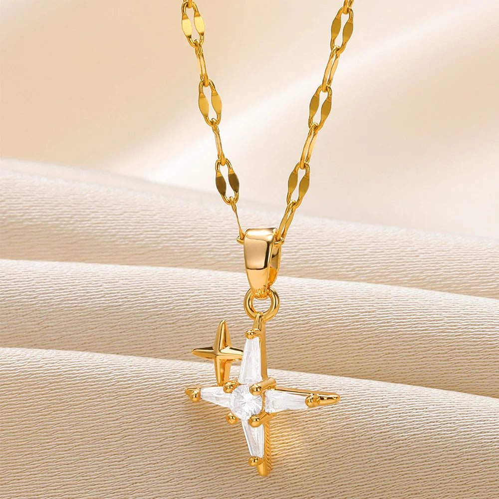 Rhinestone Necklace For Women Gold Color