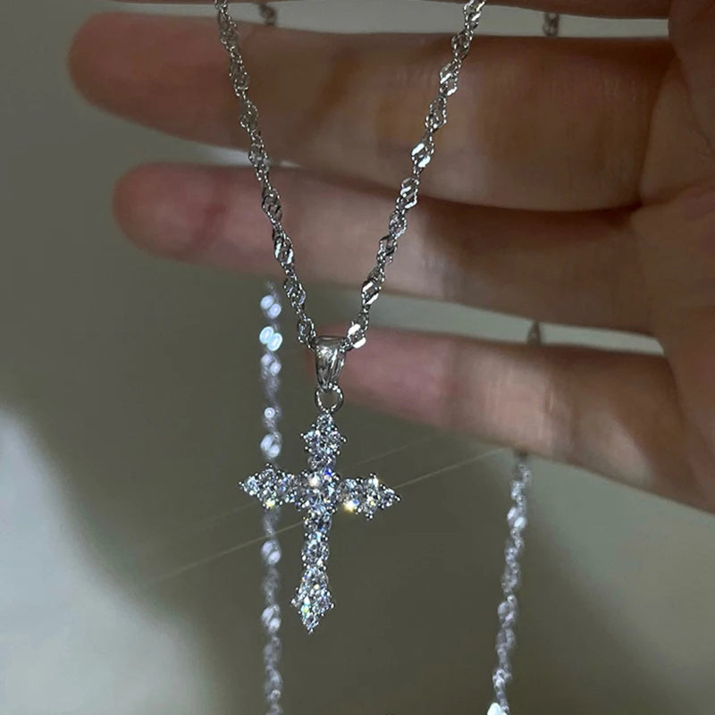 Zircon Cross Pendant Necklace