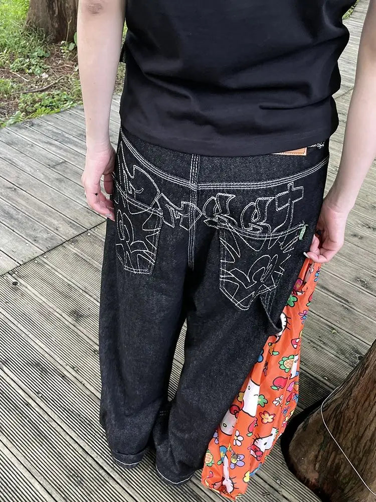 Printed Black Jeans
