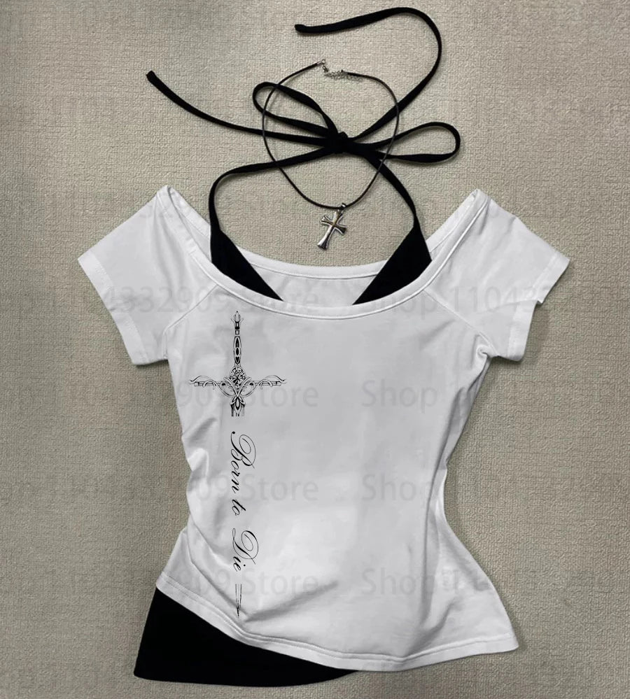 Gothic Printing Long Sleeve Tee