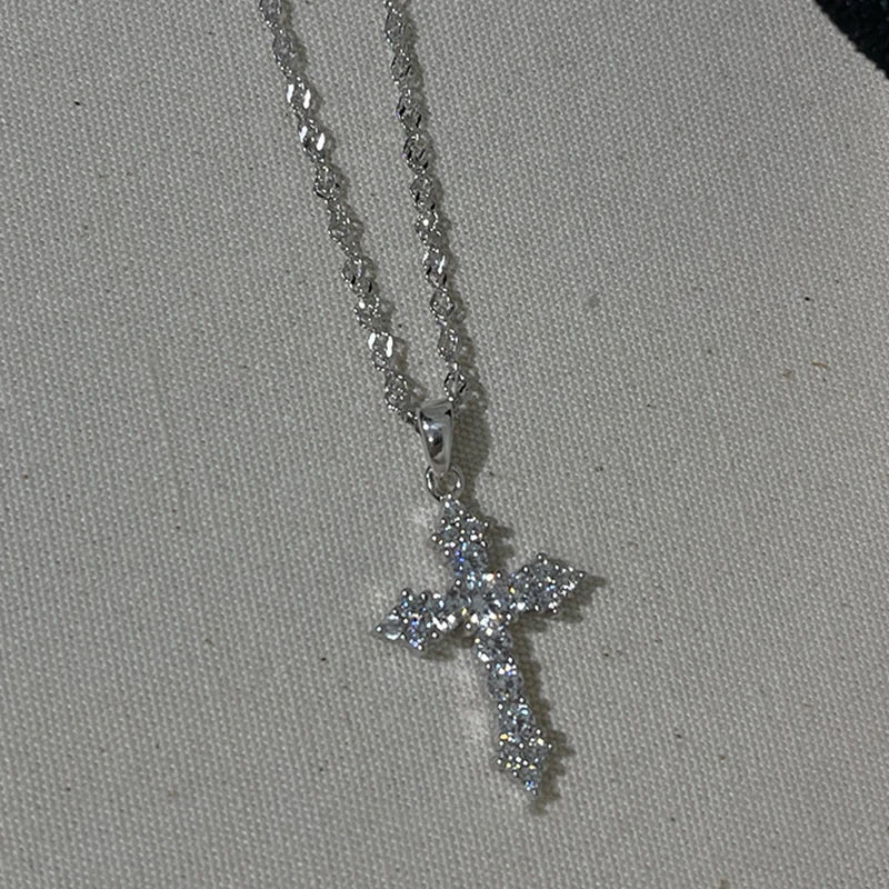 Zircon Cross Pendant Necklace