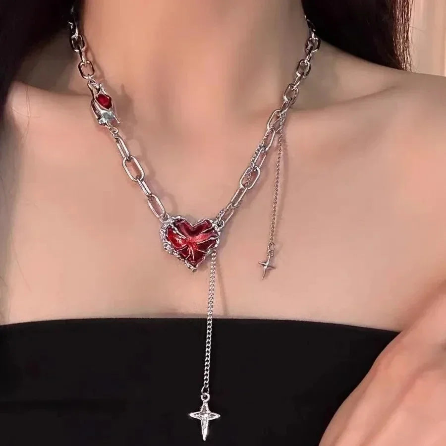Red Lava Star Necklace